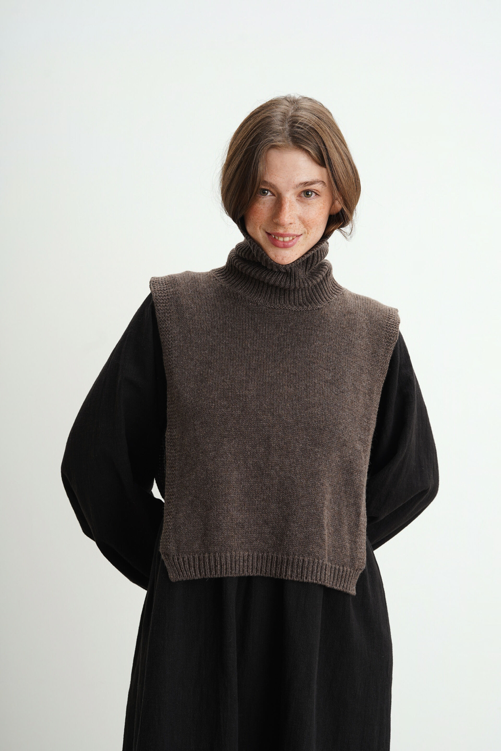 Манишка из кашемира с мериносом кофейного цвета ПРЕДЗАКАЗ