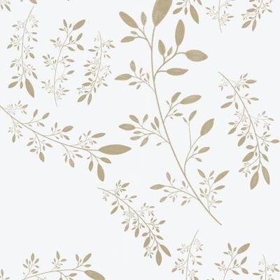 Под золото растительный принт белый фон