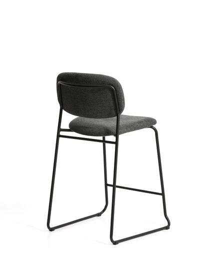 Полубарный стул Meli из серой синели с металлическими ножками, 65 см