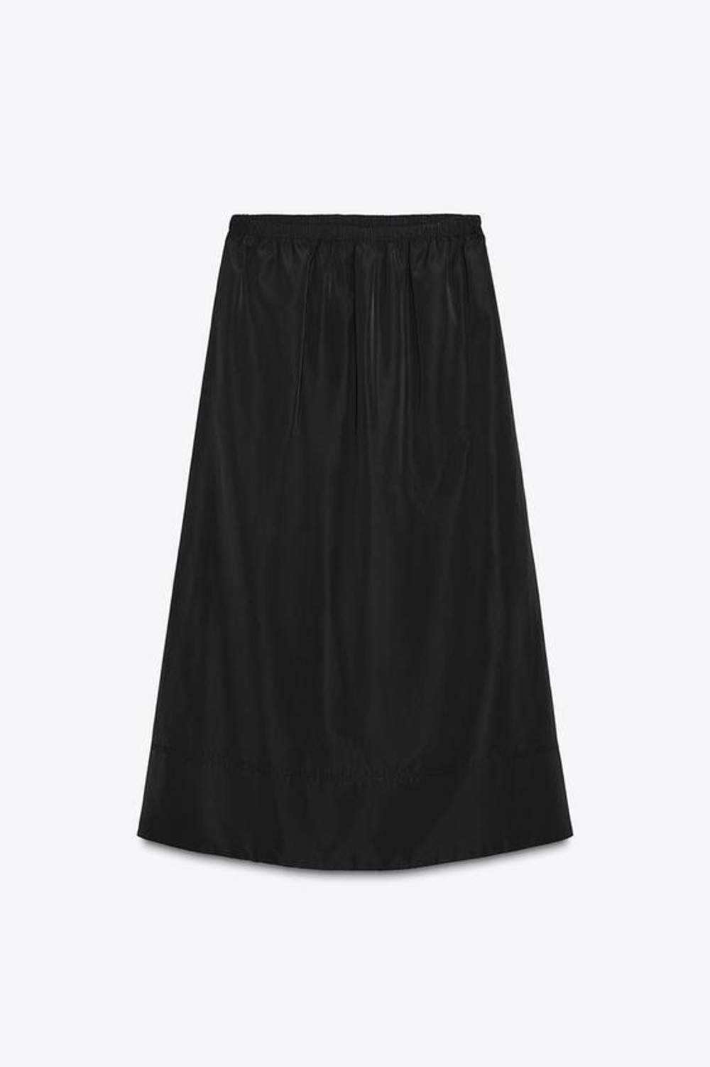 ZARA ЮБКА-МИДИ С ЭФФЕКТОМ ТЕХНИЧЕСКОЙ ТКАНИ ZW COLLECTION, ЧЕРНЫЙ