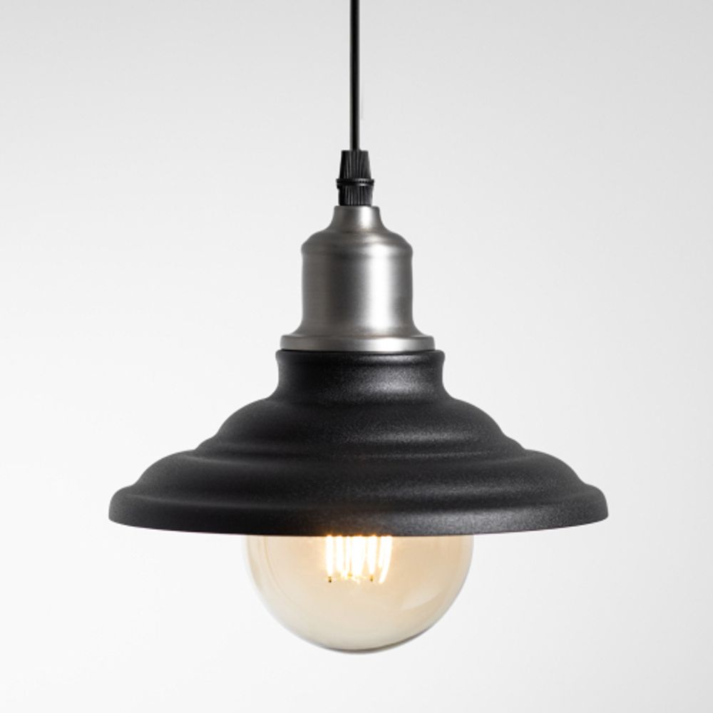 Светильник подвесной ЭРА PL4 BK/BN под лампу E27 высота плафона 80мм подвеса 800мм черный/темный никель | Подвесы в стиле LOFT