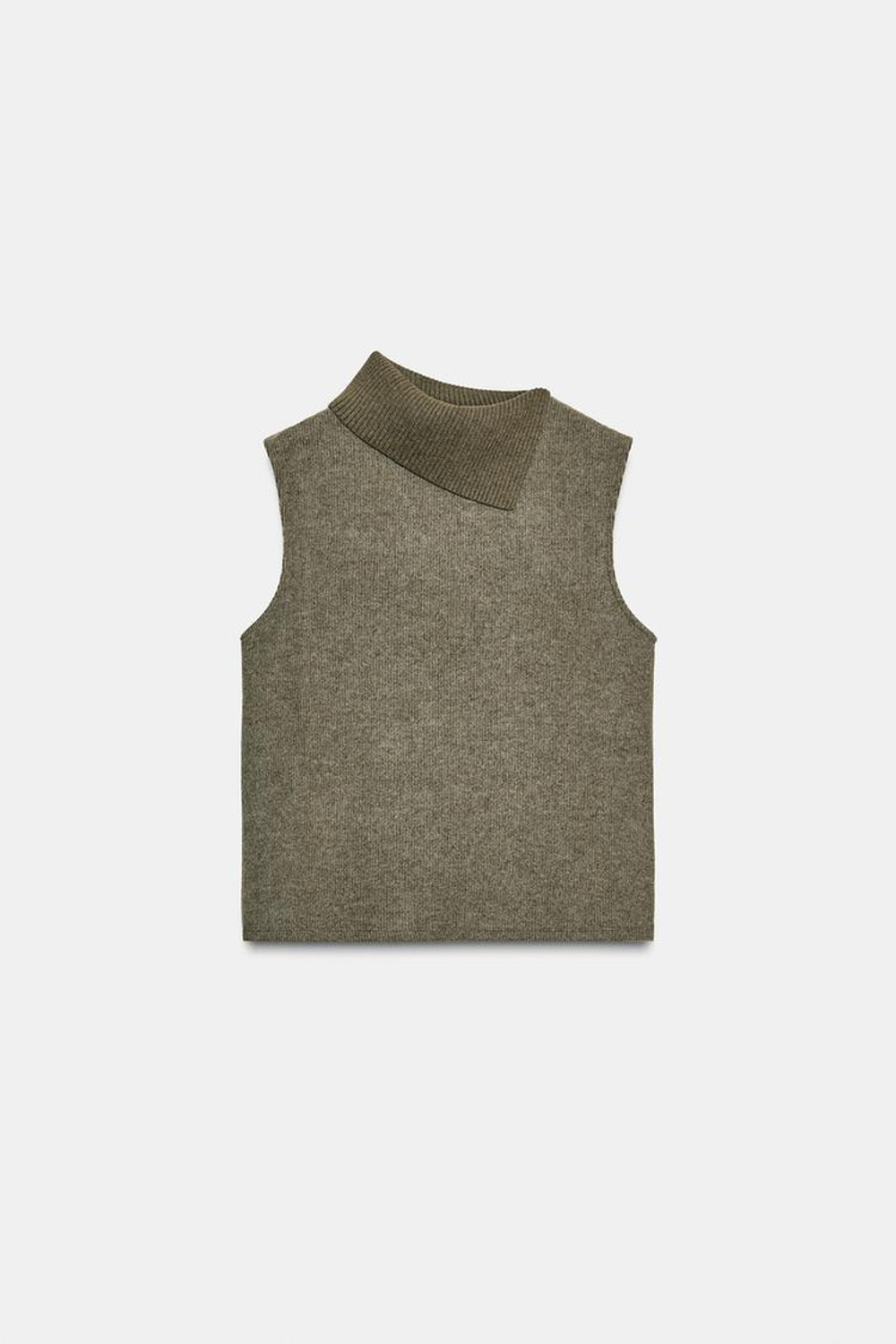 ZARA МЯГКИЙ ТОП С ОТКРЫТЫМ ВЫРЕЗОМ, ЗЕЛЕНЫЙ МЕЛАНЖ