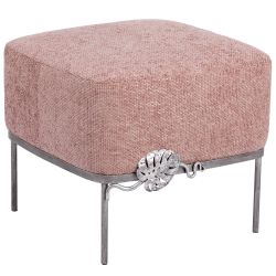 Банкетка Monstera Deliciosa (Монстера) Квадро Фламинго Античное серебро