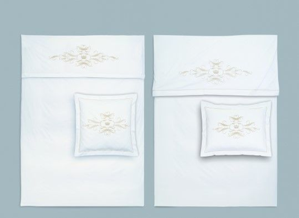 Пододеяльник 200х200 Christian Fischbacher Luxury Nights Crown 709 золотая вышивка Швейцария