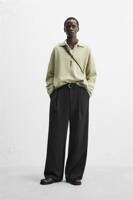 ZARA X NANUSHKA СВИТЕР -ПОЛО НА МОЛНИИ, СВЕТЛО-ЗЕЛЕНЫЙ