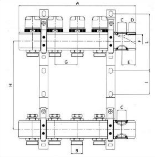 Коллекторный блок Valtec 1"х3/4" 3 выхода (латунь) VTc.594.EMNX.0603