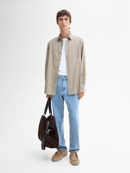 Massimo Dutti РУБАШКА КЛАССИЧЕСКОГО КРОЯ ИЗ ХЛОПКА, ПЕСОЧНЫЙ