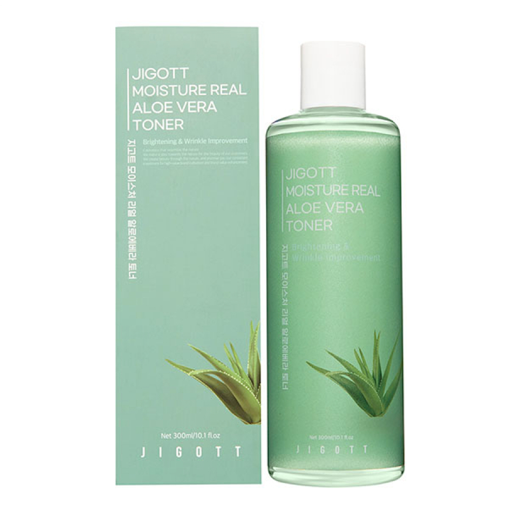 JIGOTT Moisture Real Aloe Vera Toner Увлажняющий тонер для лица с экстрактом алоэ 300мл
