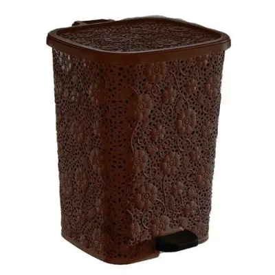 Ведро мусорное с педалью 12 л АЖУРНОЕ коричневое