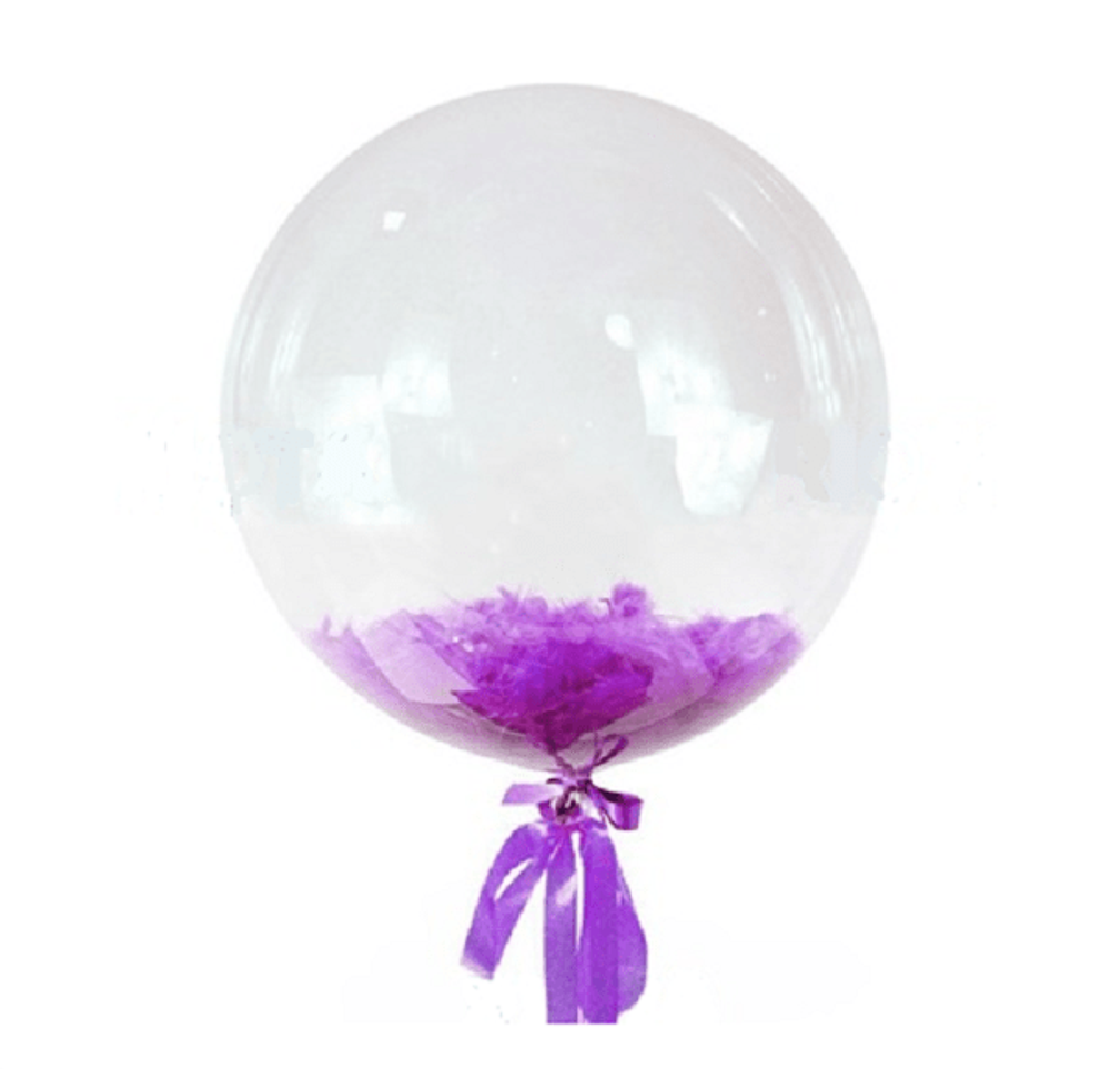 Шар BUBBLE с сиреневыми перьями