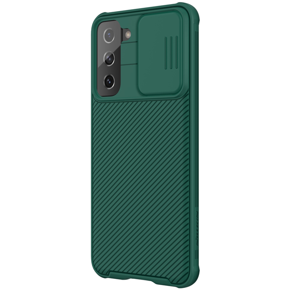 Темно-зеленый чехол от Nillkin для Samsung Galaxy S21, серия CamShield Pro Case с защитной шторкой задней камеры