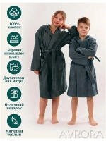 Халат детский махровый "Элит" с капюшоном, цвет: 910-Серый