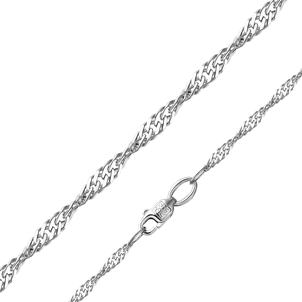 Цепь из белого золота с алмазной гранью (плетение сингапур)