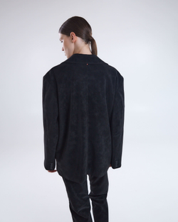 Жакет свободного кроя из искусственной замши черный