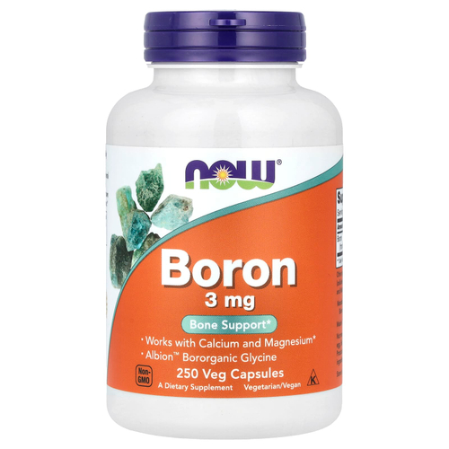 NOW Foods, бор, 3 мг, 250 растительных капсул