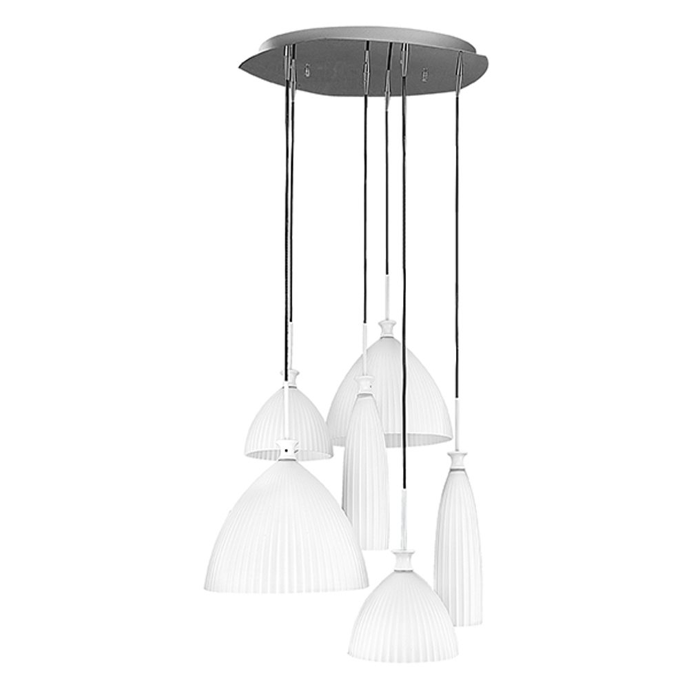 810160 Подвес AGOLA 6х40W E14 ХРОМ/БЕЛЫЙ