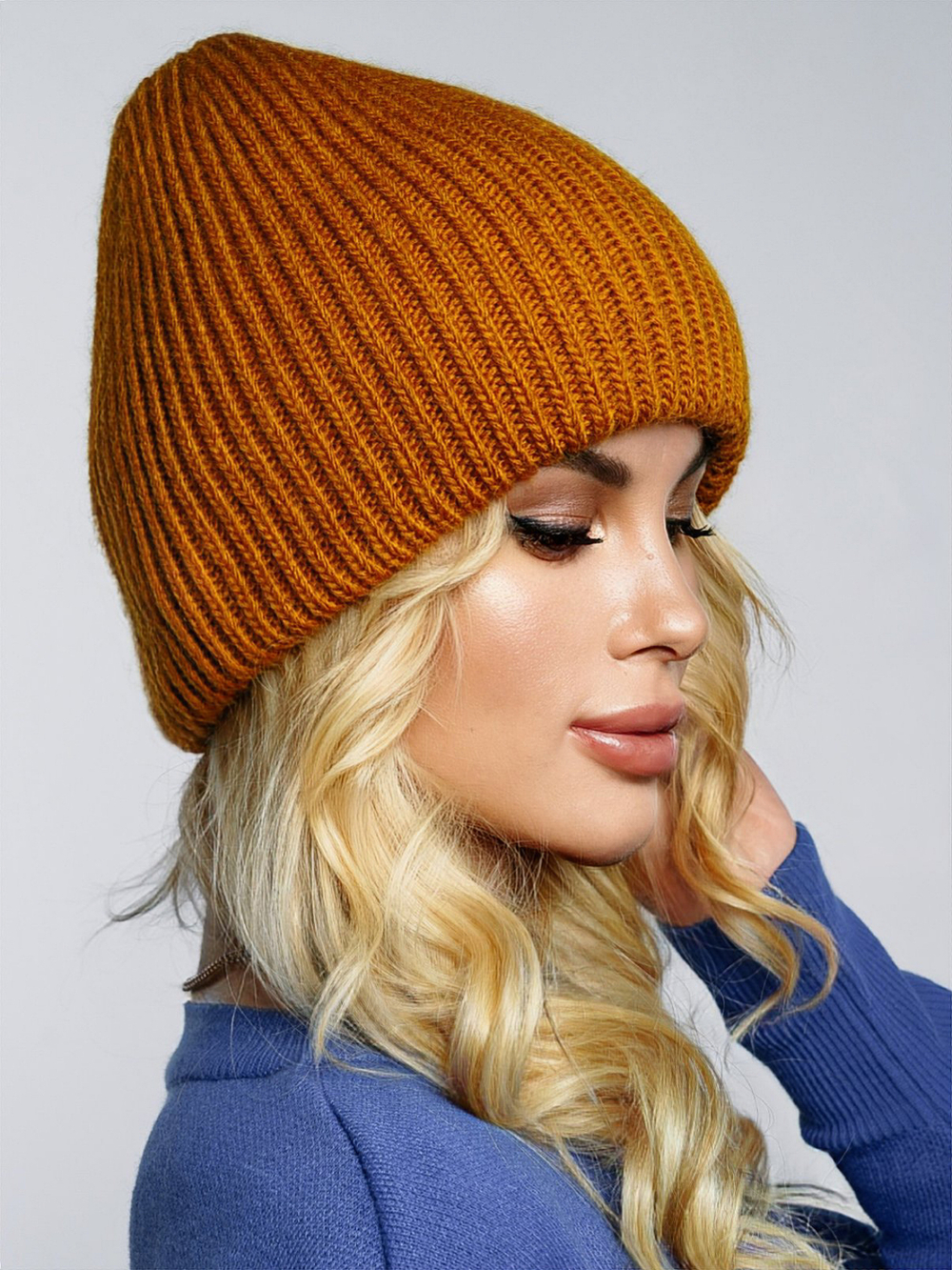 Шапка вязаная "Fishka" Горчица