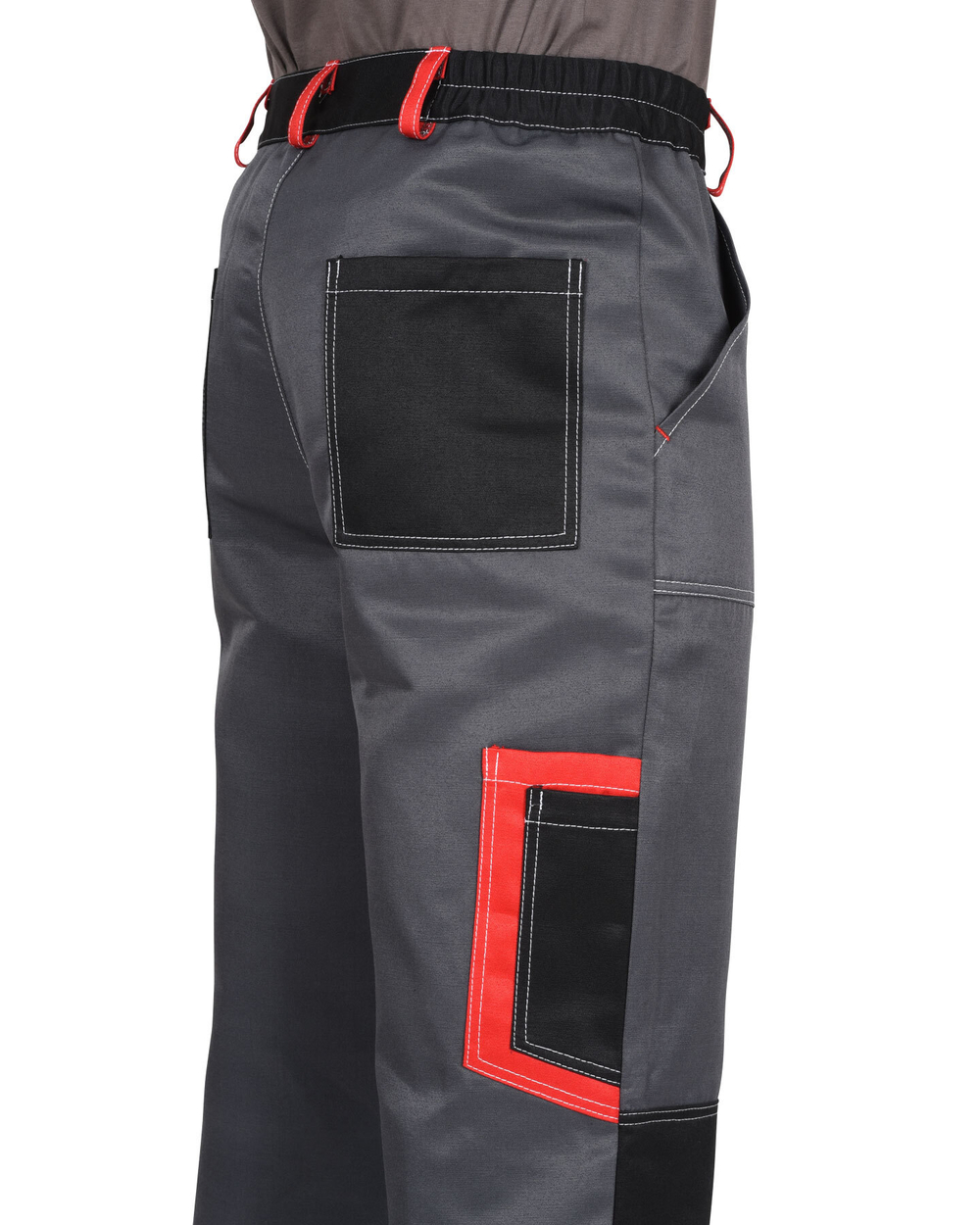 Костюм СИРИУС-ПОЛИНОМ куртка и брюки, т.серый с черным со св.серым и красным, СОП