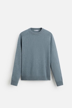 ZARA СВИТЕР ИЗ ЛЕГКОЙ ШЕРСТИ И КАШЕМИРА, НЕБЕСНО-ГОЛУБОЙ