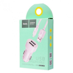 Автомобильный адаптер питания HOCO Z2A 2USB 2.4A + кабель Micro (белый)