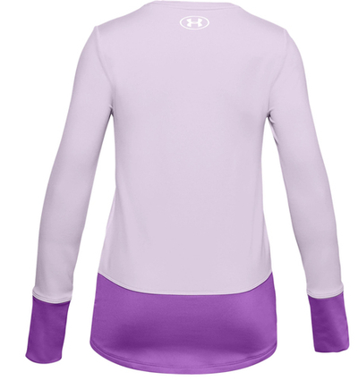 Футболка для девочки теннисная Under Armour ColdGear Long Sleeve Crew - crystal lilac