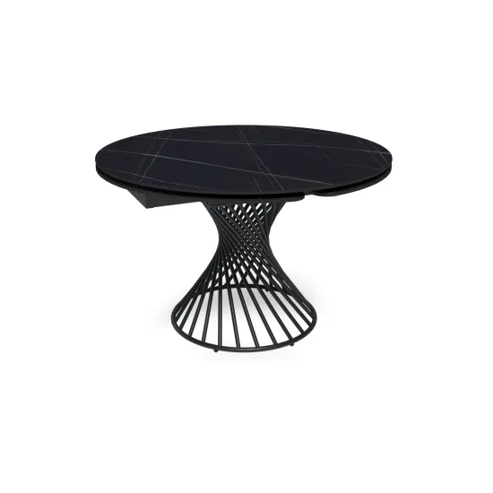 Стол круглый раскладной Lava (120+30+30), керамика матовая Black Gold