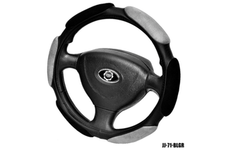 Оплетка на руль круглая Coolpart MAXIMAL (37*38) к/з+замша черный/шов серый JJ-71-BLGR