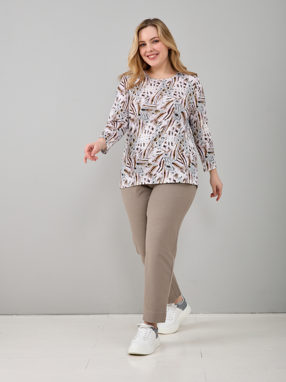 Лонгслив ЛНв-306/леопард-перья