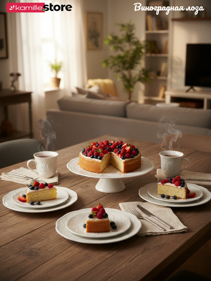 Тарелка обеденная 27 см. набор 4 шт., фарфор, коллекция "Виноградная лоза"