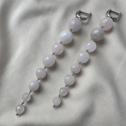 Серьги «Кварцевый каскад» с розовым кварцем