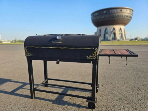 Мангал Пикник Гриль Макс (5 мм) с крышкой-гриль и термодатчиком, на колёсах