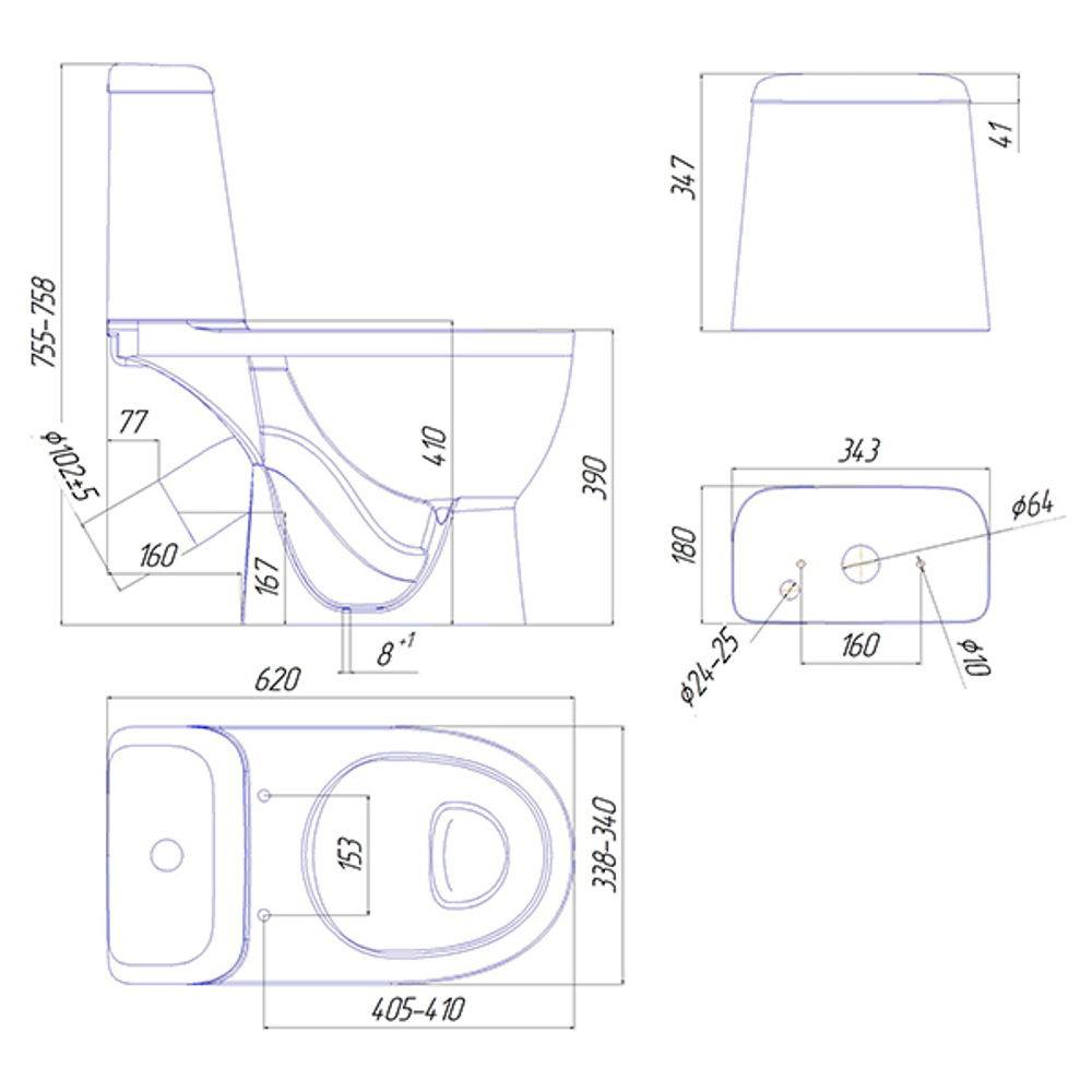 Унитаз-компакт "Max Comfort" (а/вспл,кос,ниж,2кн.Oliveira, дюро м/лифт,clip up) (Sanita L)
