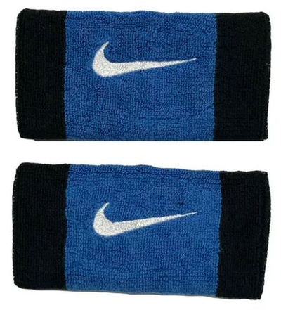 Напульсник теннисный Nike Swoosh Doubl -Wide Wristbands -black/star blue/white