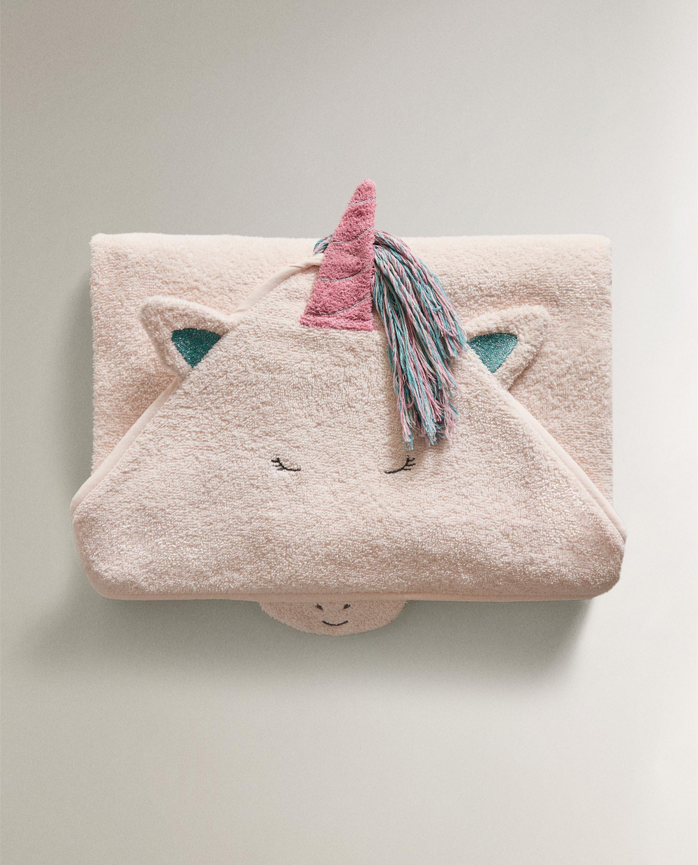 Zara Home Детское полотенце с капюшоном из хлопка, розовый, 140x70 см