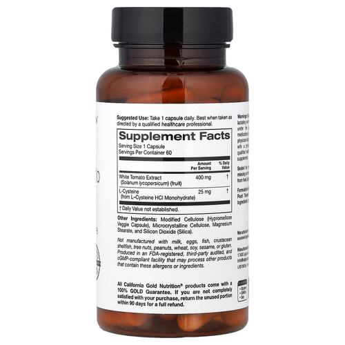 California Gold Nutrition, экстракт белых томатов, 60 растительных капсул