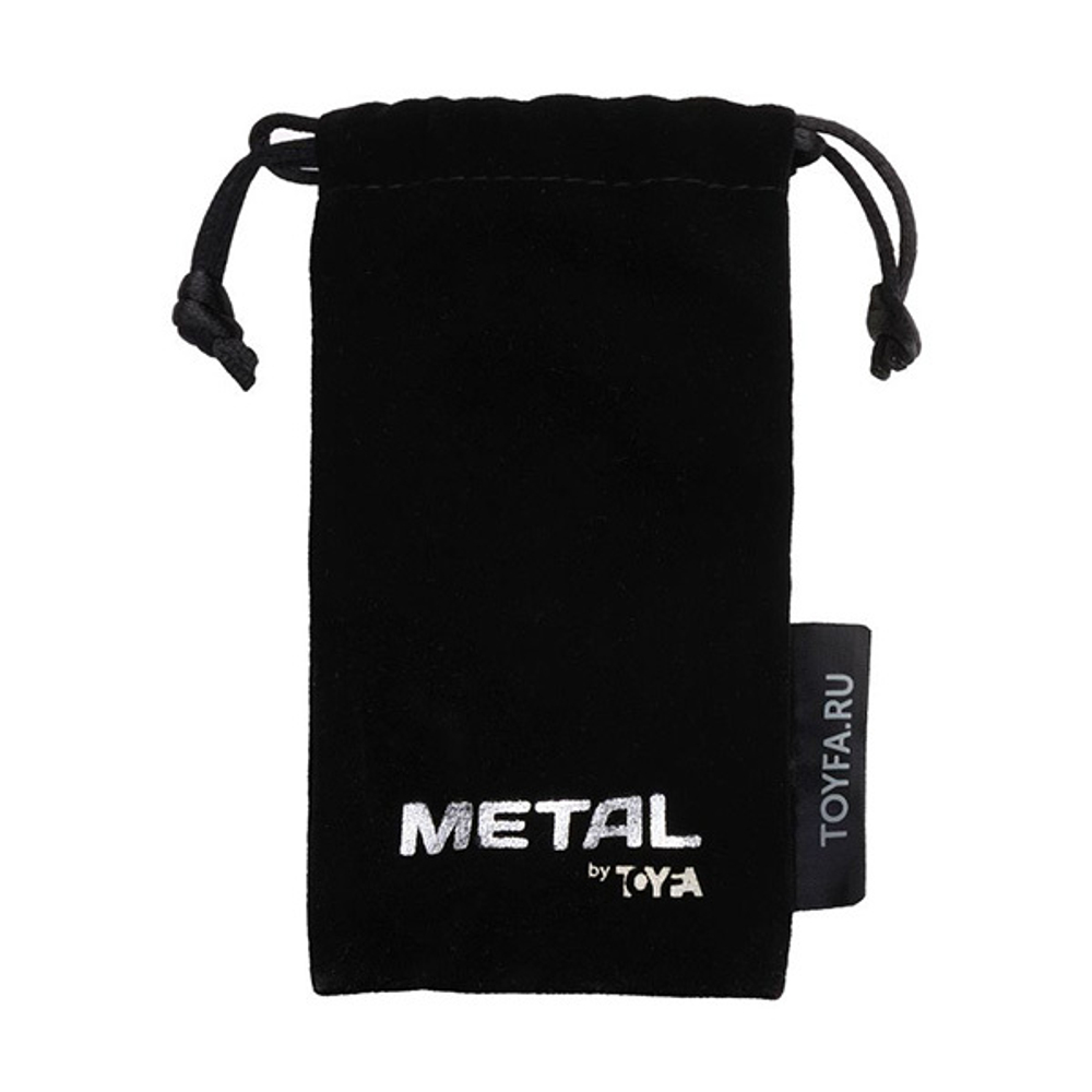 Золотистая коническая анальная пробка 7см с черным кристаллом сердечком ToyFa Metal 717016-135