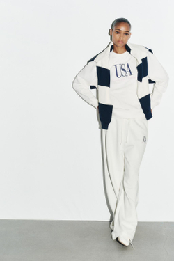 ZARA ТОЛСТОВКА С НАДПИСЬЮ, ЭКРЮ