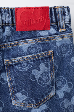 ZARA ДЖИНСЫ-КЮЛОТЫ С ПРИНТОМ MINNIE MOUSE © DISNEY, ВЫЦВЕТШИЙ СИНИЙ