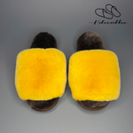 Тапочки для дома из меха кролика| Горчичный