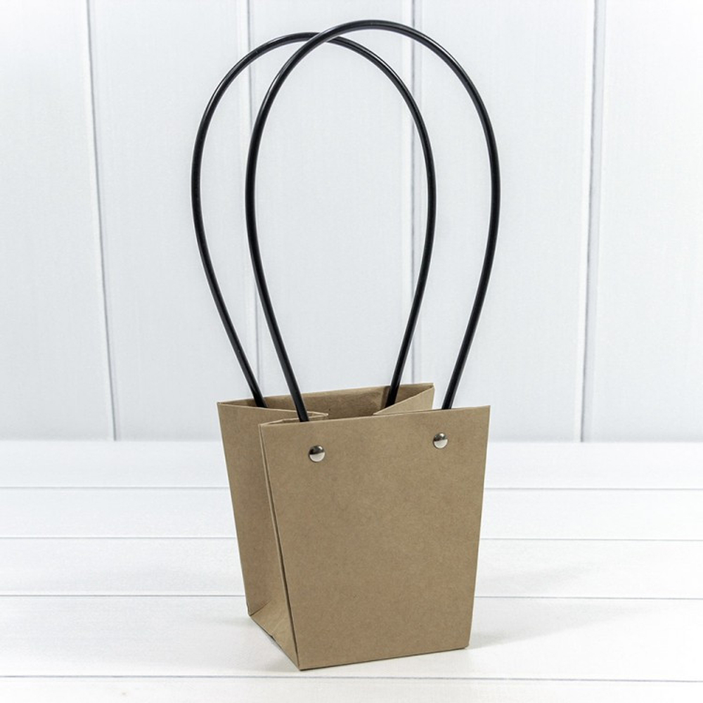 Пакет подарочный 13х13х9.5см Ваза для цветов (Крафт)