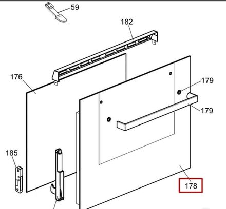 Стекло двери духовки Candy (Канди) - 42813914