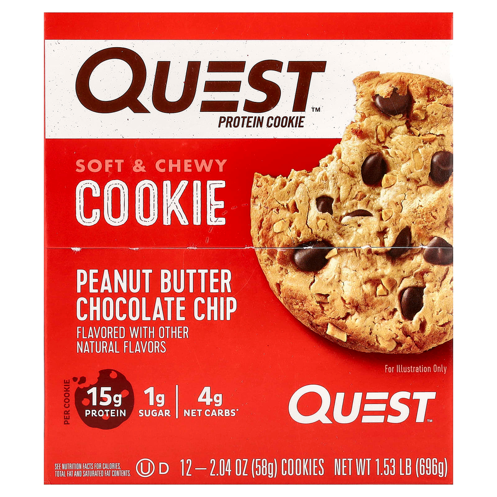Quest Nutrition, Protein Cookie, арахисовая паста с шоколадной крошкой, 12 печений, 58 г (2,04 унции)