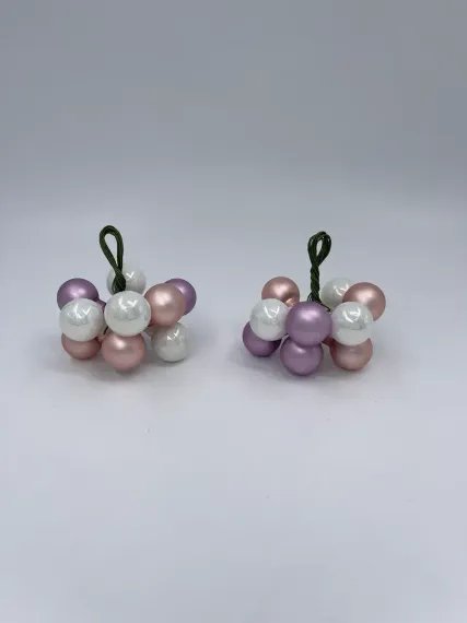 Гроздь стеклянных шаров Ягодный хоровод 2 см., 10 шт., белый/розовый/лавандовый, Christmas DeLuxe (89862)