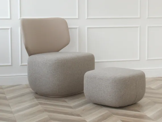 Пуф E5.2, 54х54х34 см, бежевая рогожка