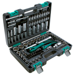 Набор инструментов 1/2", 1/4", CrV, 12 гранные головки, пластиковый кейс, 109 предмета Stels