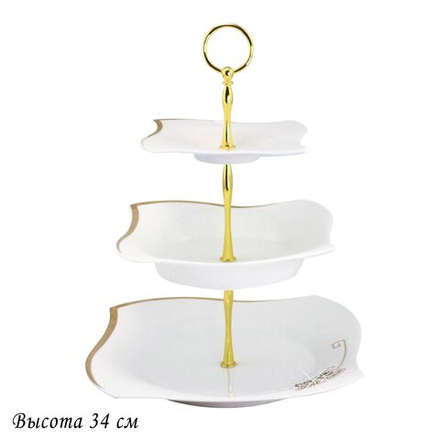 Lenardi 108-086 Трехъярусная этажерка в под.уп. GIVENCHI GOLD (х6) Фарфор