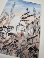 Картина авторская акварельная в паспарту 21х30 см на стену для интерьера "Аромат лета"