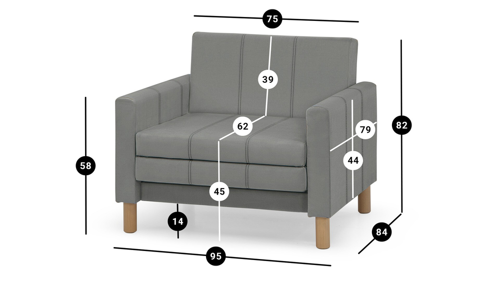 Кресло-кровать Уют Лайт Velutto 52 95*84*82 см, серый Велютто Выкатной Фиеста