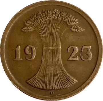 2 рентенпфеннига 1923 Германия "D"
