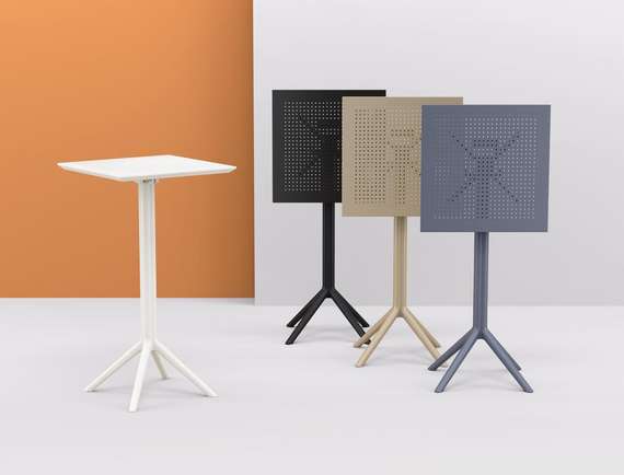 Стол пластиковый барный складной Sky Folding 60х60 серый